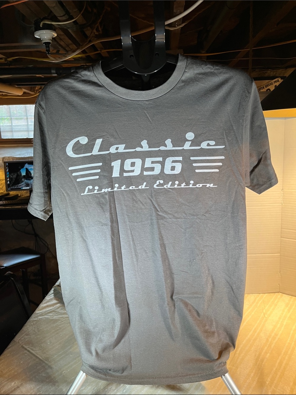Port and Company Gray tee with white lettering "Classic 1956" Front Print